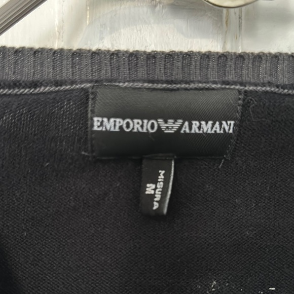 Emporio Armani Black V-Neck Sweater with Classic Pullover Style - Picture 2 of 13